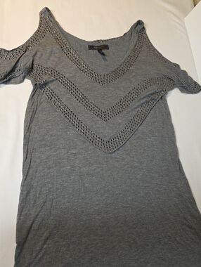 BCBGMAXAZRIA Grey With Rhinestones Peak A Boo Sleeves